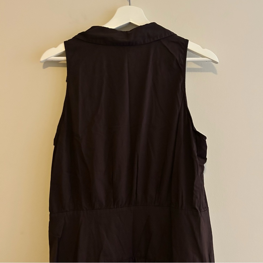 Staud Romy Midi Dress Earth Cafe Brown Sleeveless Collared Drop Waist Size 16 - Picture 9 of 11